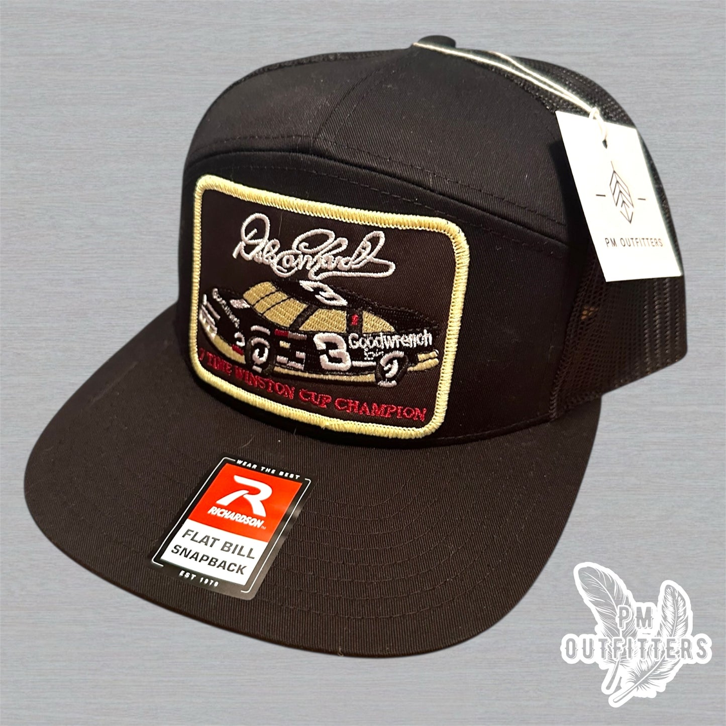 Dale Earnhardt 7 Time Winston Cup Champion Richardson 168 Trucker Hat - NASCAR Legend Black Snapback