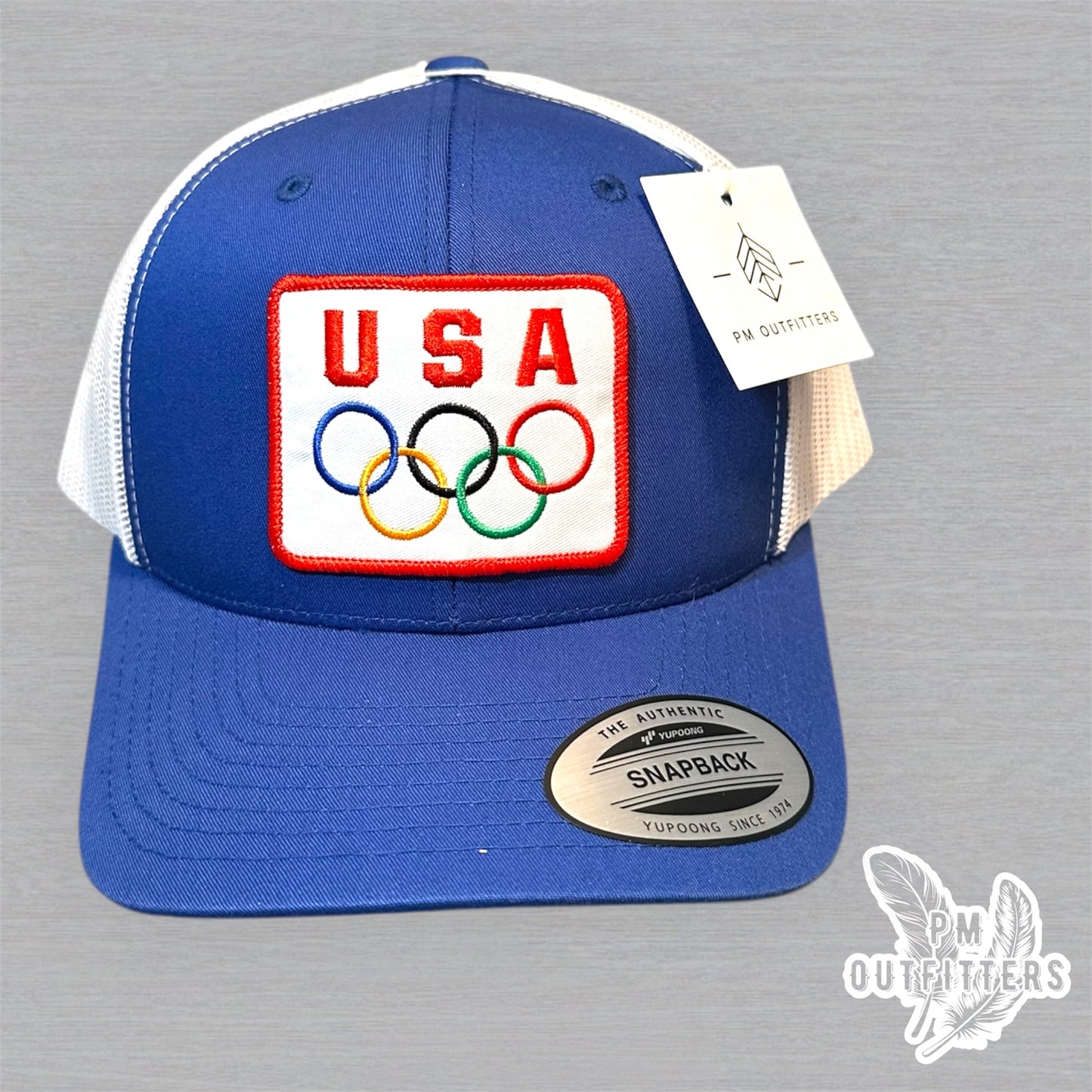 Team USA Olympics Trucker Hat - Retro Patch YP Classics 6601 Blue White