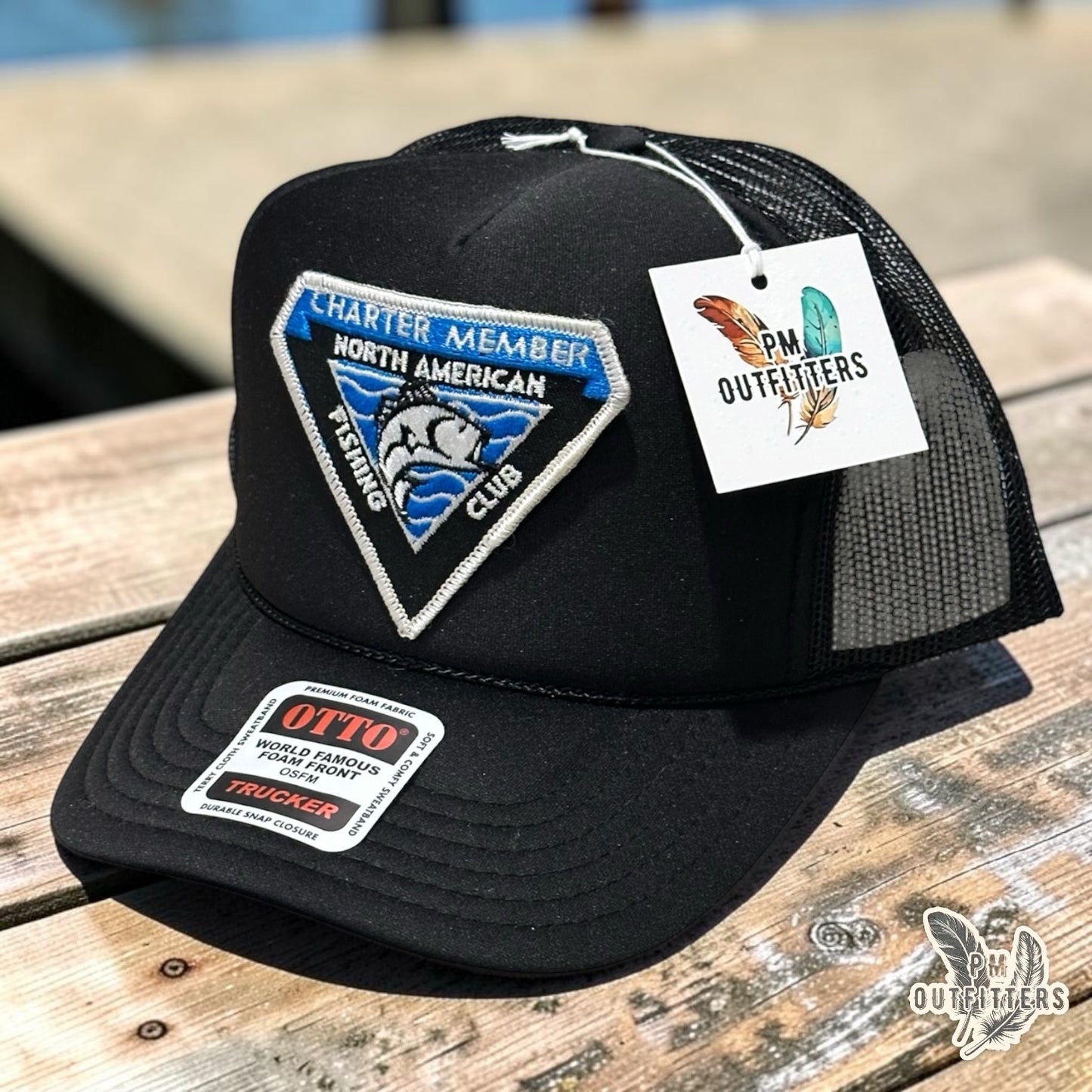 North American Fishing Club Charter Member True Vintage Patch Hat – PM Outfitters | Otto Foam Rope Trucker Black Authentic Angling Heritage