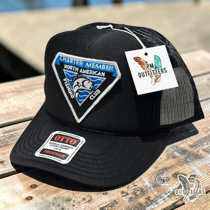 North American Fishing Club Charter Member True Vintage Patch Hat – PM Outfitters | Otto Foam Rope Trucker Black Authentic Angling Heritage