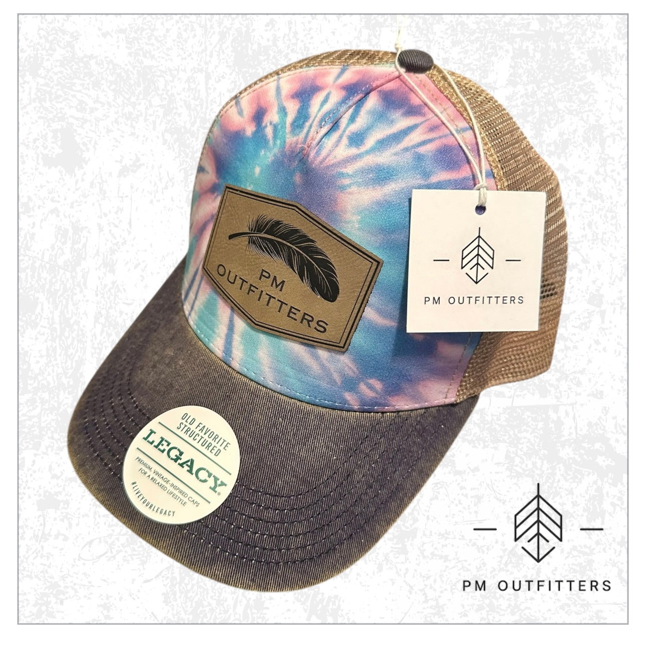 PM Outfitters Logo Tie Dye Trucker Hat