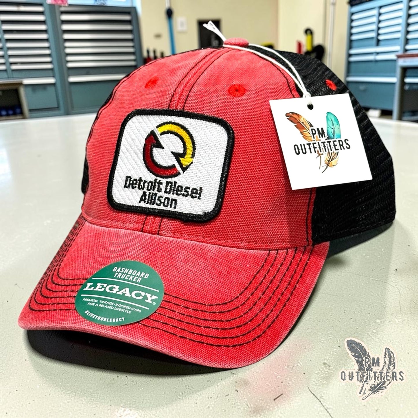 Detroit Diesel Allison Trucker Hat - PM Outfitters | Legacy Dashboard Red & Black Diesel Engine Heritage