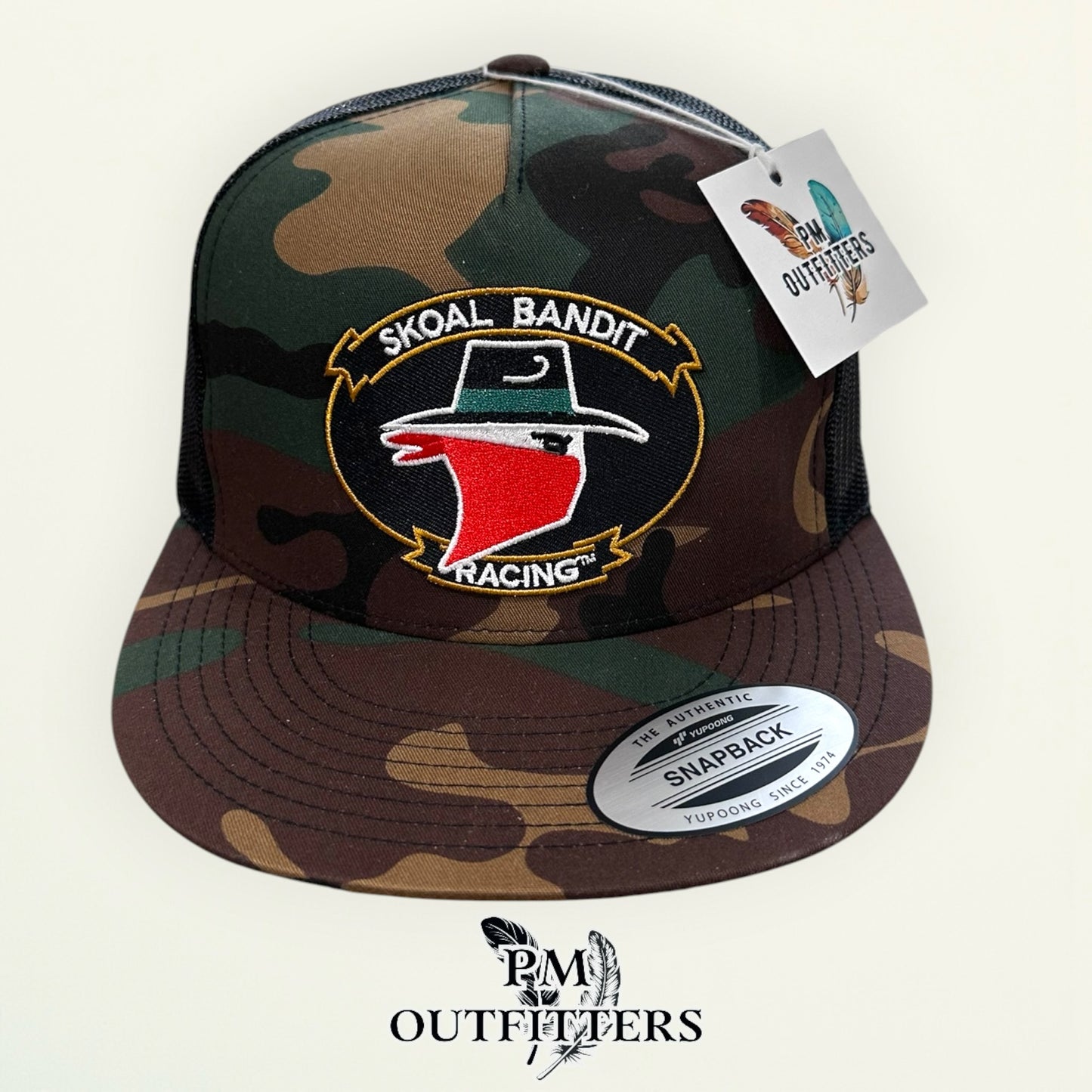 Skoal Bandit Racing Retro Patch Hat | YP Classics 6006 Camo & Black Flat Bill