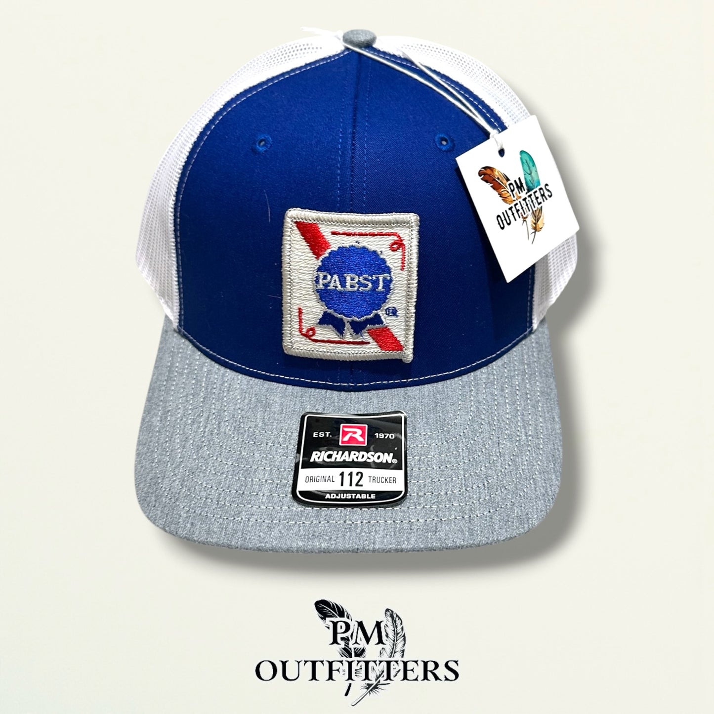 Pabst Trucker Hat – PM Outfitters True Vintage Patch | Richardson 112 Royal Blue Gray White Brewery Heritage