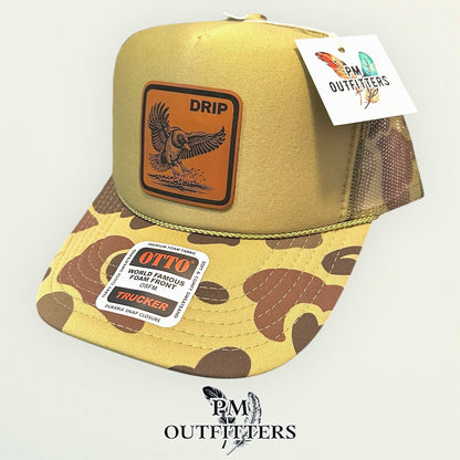 DRIP Mallard Duck Laser Engraved Patch Hat | Otto Foam Rope Trucker Green Camo | PM Outfitters Exclusive Design