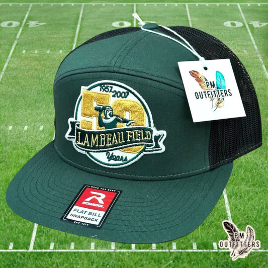 PM Outfitters Green Bay Packers Lambeau Field 50th anniversary trucker hat green black Richardson 168