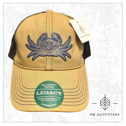 PM Outfitters Blue Crab Custom Design Low-Profile Meshback Hat