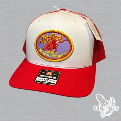 Big Red Tobacco Trucker Hat - Retro Patch Richardson 112 White Red