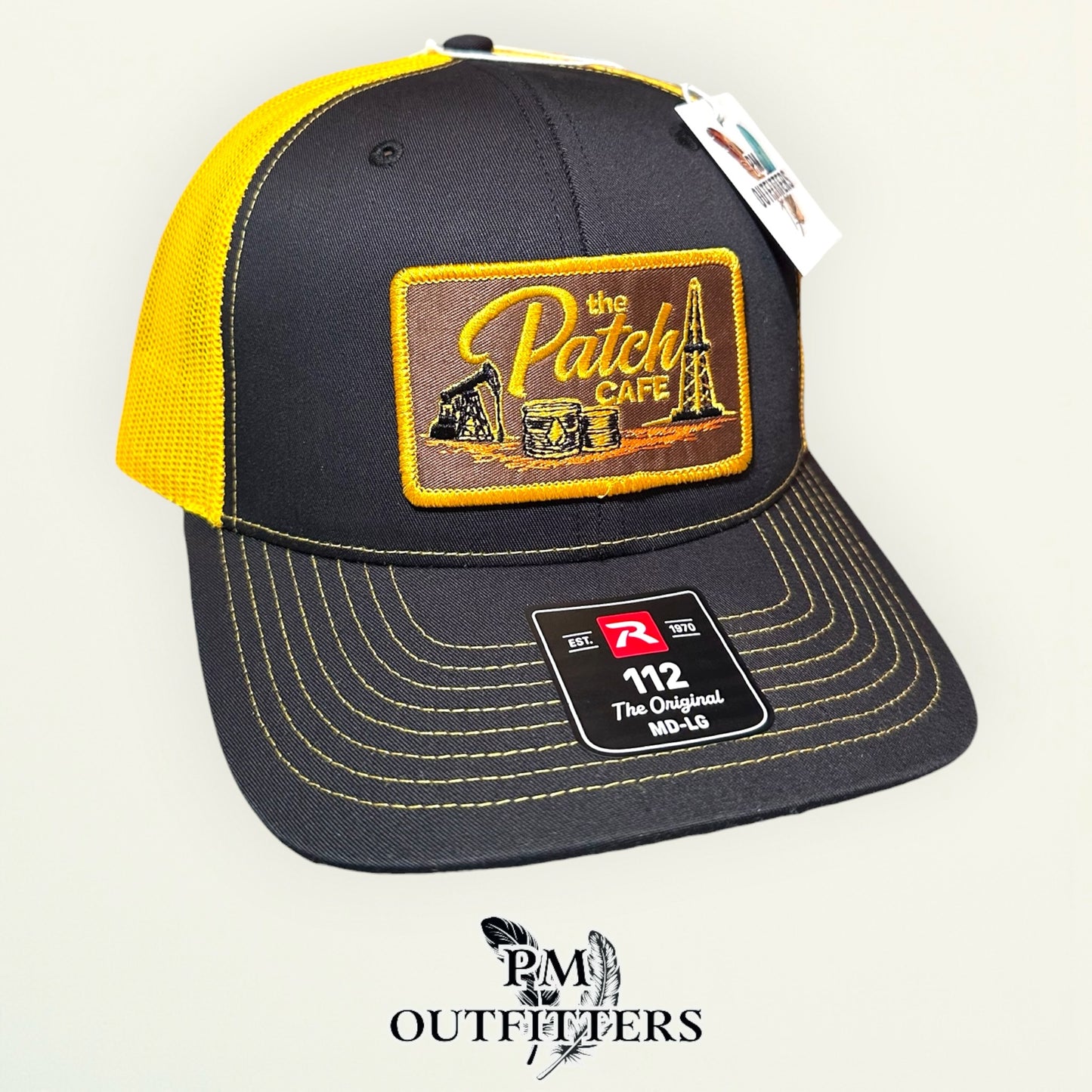 The Patch Cafe Hat | Richardson 112 Black & Gold | Oil Field Americana