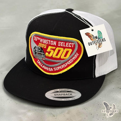 PM Outfitters vintage 1995 NASCAR Winston Talladega 500 authentic vintage patch Yupoong 6006 black white