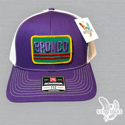 Ford Bronco Vintage Patch Trucker Hat - Richardson 112 Purple White