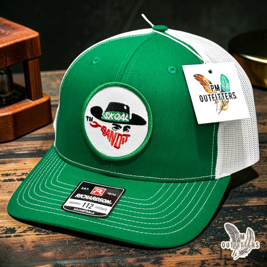 PM Outfitters Skoal Bandit trucker hat green white Richardson 112 embroidered patch
