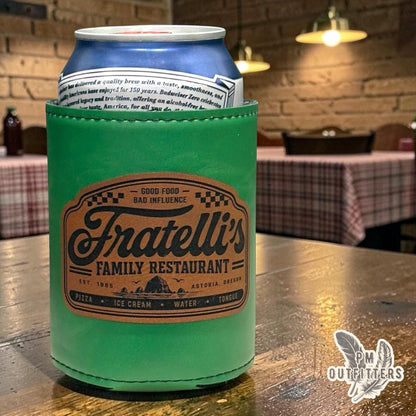 PM Outfitters Laser Engraved Fratelli's Family Restaurant Leatherette Koozie