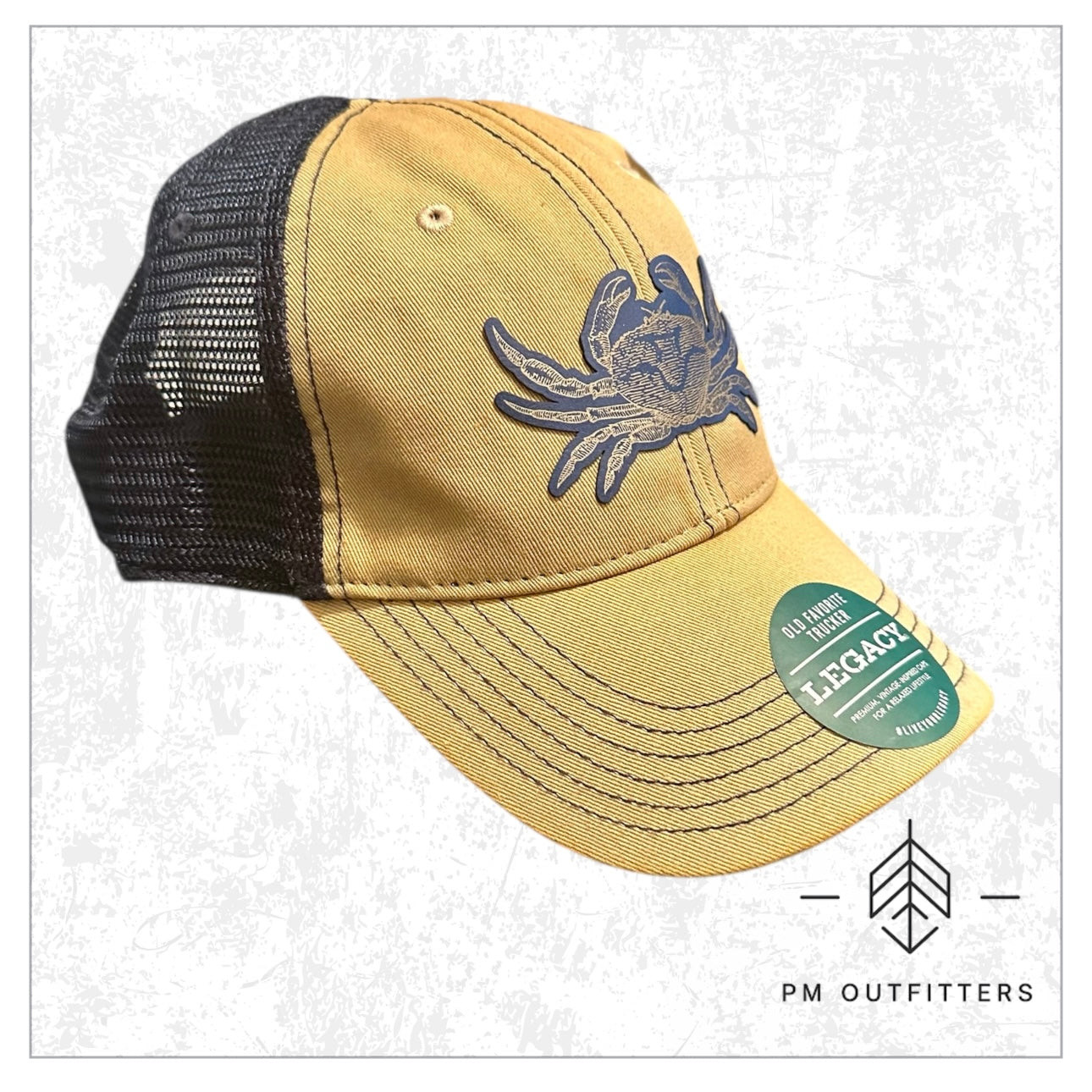 PM Outfitters Blue Crab Custom Design Low-Profile Meshback Hat