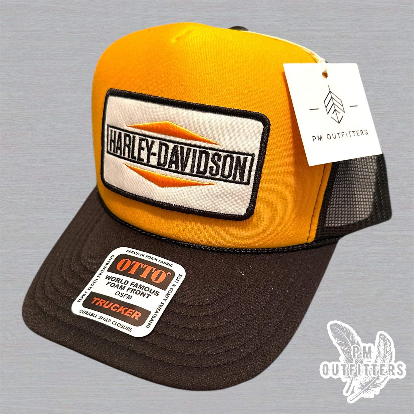 Vintage Harley-Davidson Trucker Hat - Gold & Black Otto Foam Front