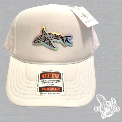 PM Outfitters Custom Design Holographic Tribal Shark Foam Rope Trucker
