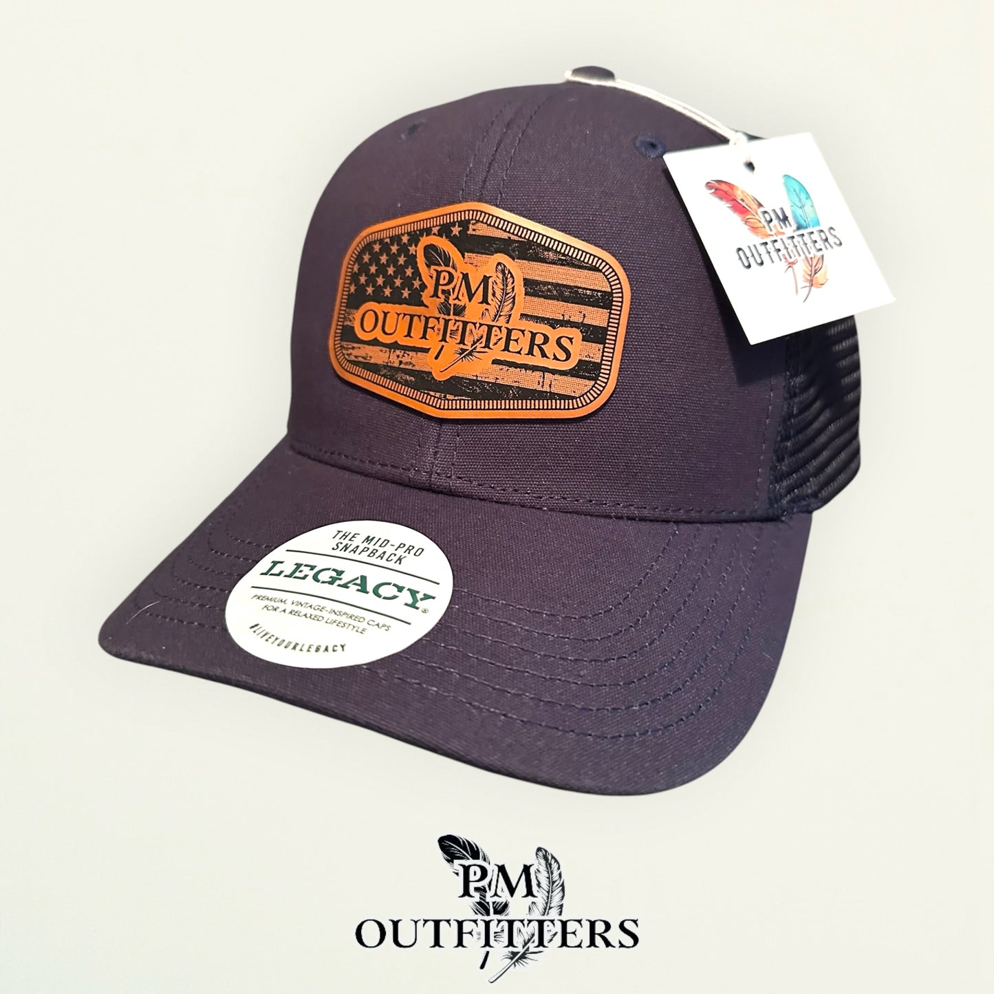 Father's Day Hat — PM Outfitters American Flag Patch | Legacy Mid Pro Navy Snapback | $25