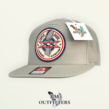 PM Outfitters Super Bowl XX Louisiana Superdome embroidered patch Richardson 168 quarry gray trucker hat
