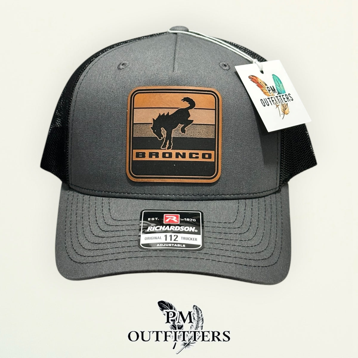 Bronco patch detail bucking horse retro stripes vegan leather