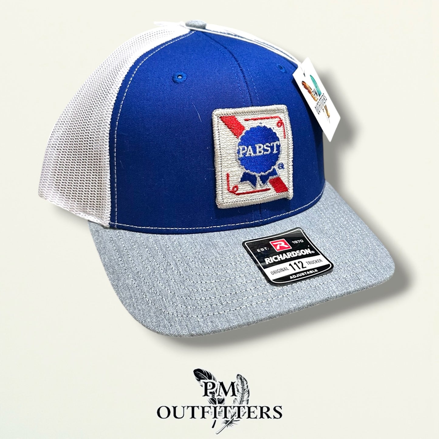 Pabst Trucker Hat – PM Outfitters True Vintage Patch | Richardson 112 Royal Blue Gray White Brewery Heritage
