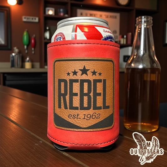 PM Outfitters Custom Laser Engraved Rebel Lures Premium Leatherette Can Koozie