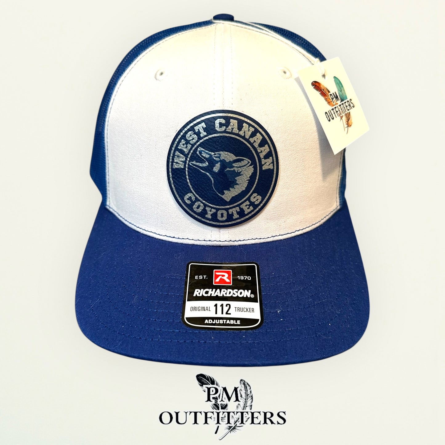 West Canaan Coyotes Trucker Hat — Richardson 112 White & Royal Blue
