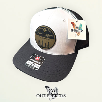 Copenhagen Old Oilfields Hat — Richardson 112 White & Black Custom Design