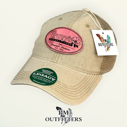 PM Outfitters hang tag Truvy's Beauty Spot pink holographic Dolly Parton tribute trucker hat