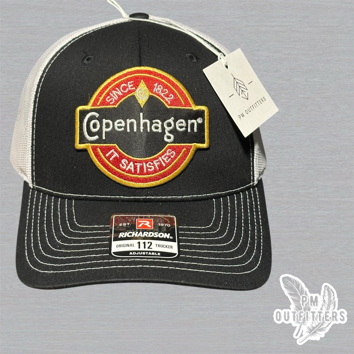 Black & White Richardson 112 Trucker Hat with Copenhagen Vintage Patch