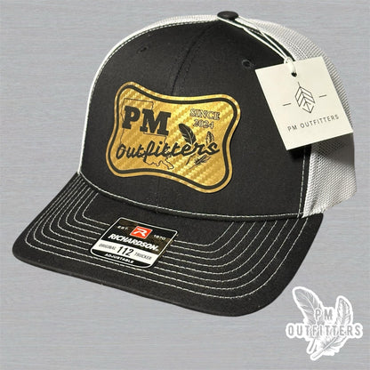 PM Outfitters Custom Design Saints Theme Carbon Fiber Logo Trucker Hat