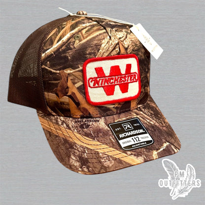 Winchester Firearms Vintage Patch Trucker Hat - Richardson 112 Mossy Oak Shadow Grass Camo