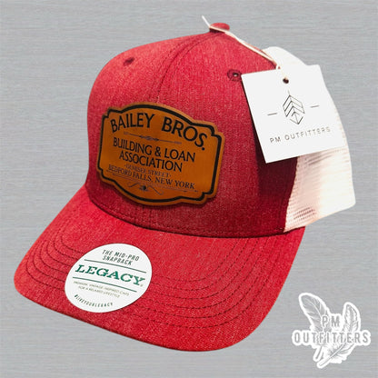 Custom Bailey Brothers Building & Loan Patch Hat – Maroon & White Legacy Mid-Pro Snapback | PM Outfitters