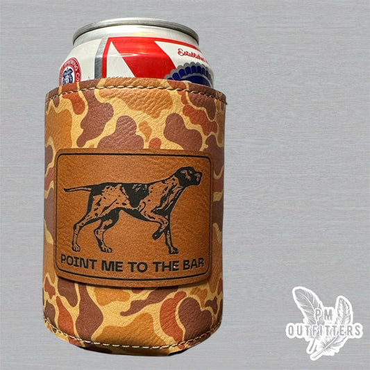 PM Outfitters Custom Laser Engraved “Point Me To The Bar” Premium Camouflage Leatherette Can Koozie