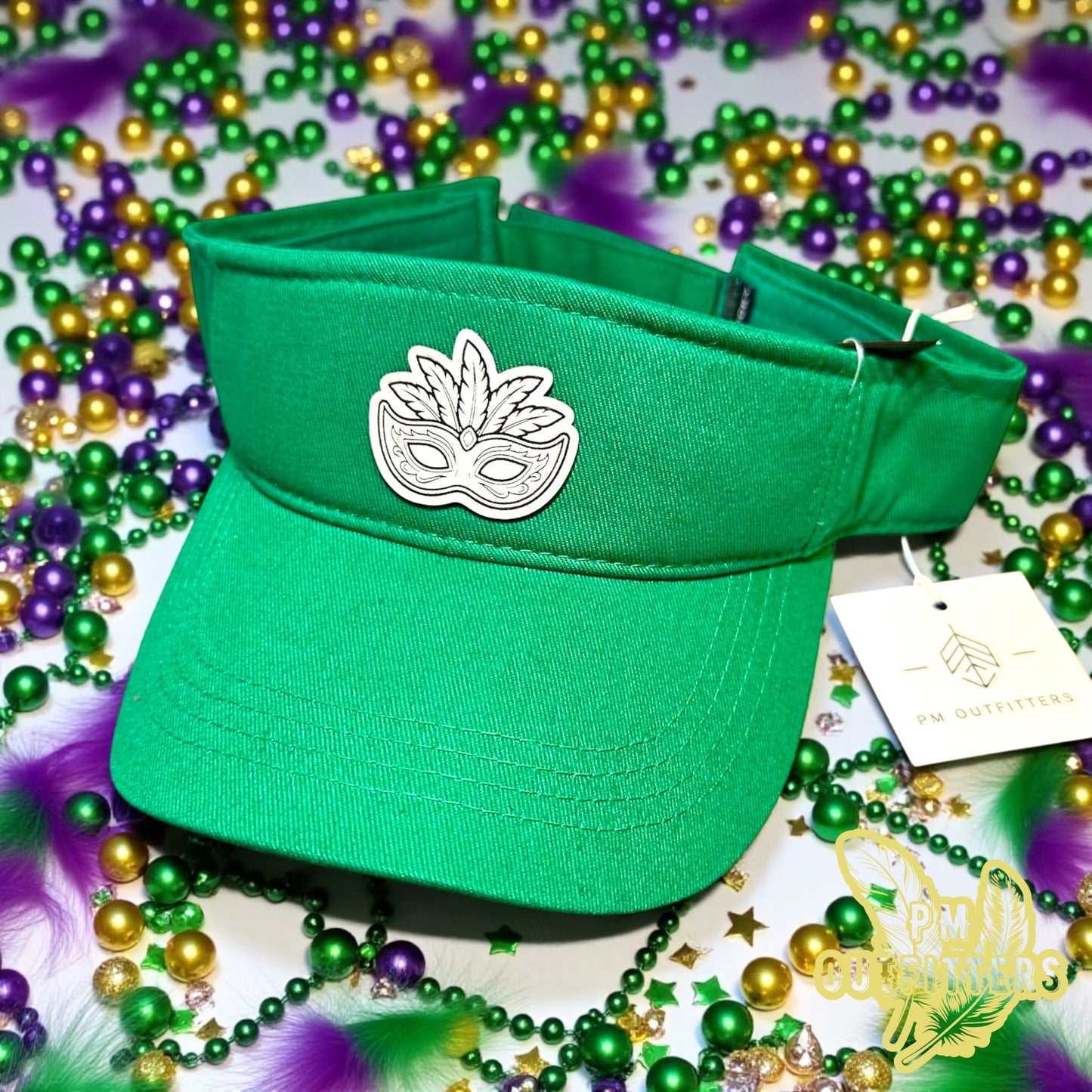Mardi Gras Holographic Mask Visor - Green Decky 3001 Classic