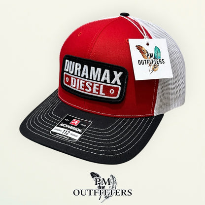 Duramax Diesel Trucker Hat – PM Outfitters Retro Patch | Richardson 112 Red Black White Diesel Truck Heritage