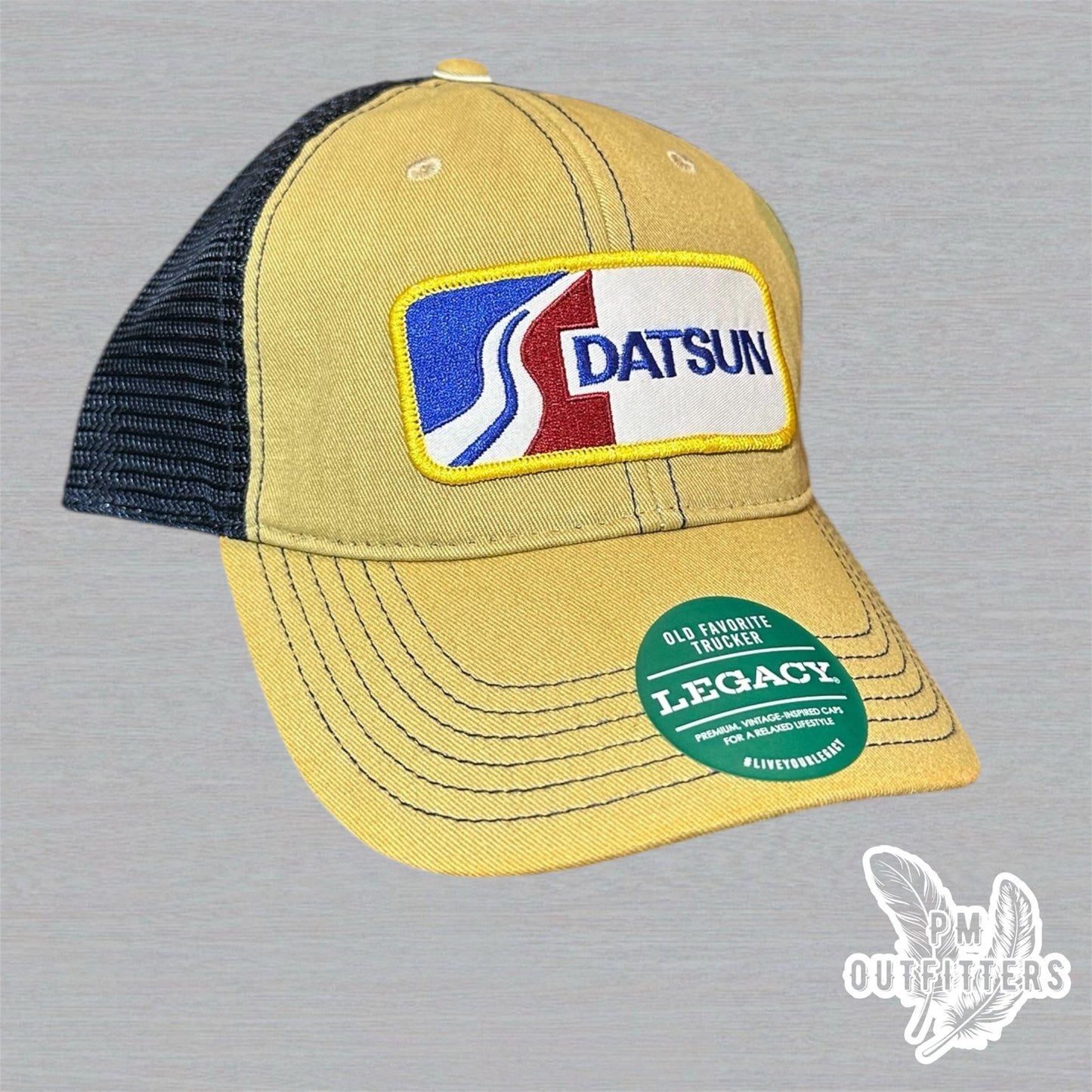 Vintage Datsun Trucker Hat - Tan & Navy Legacy Old Favorite