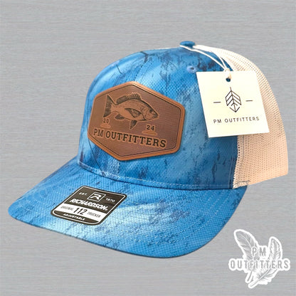 PM Outfitters Custom Logo Red Snapper Patch | Realtree Fishing Richardson 112 Trucker Hat