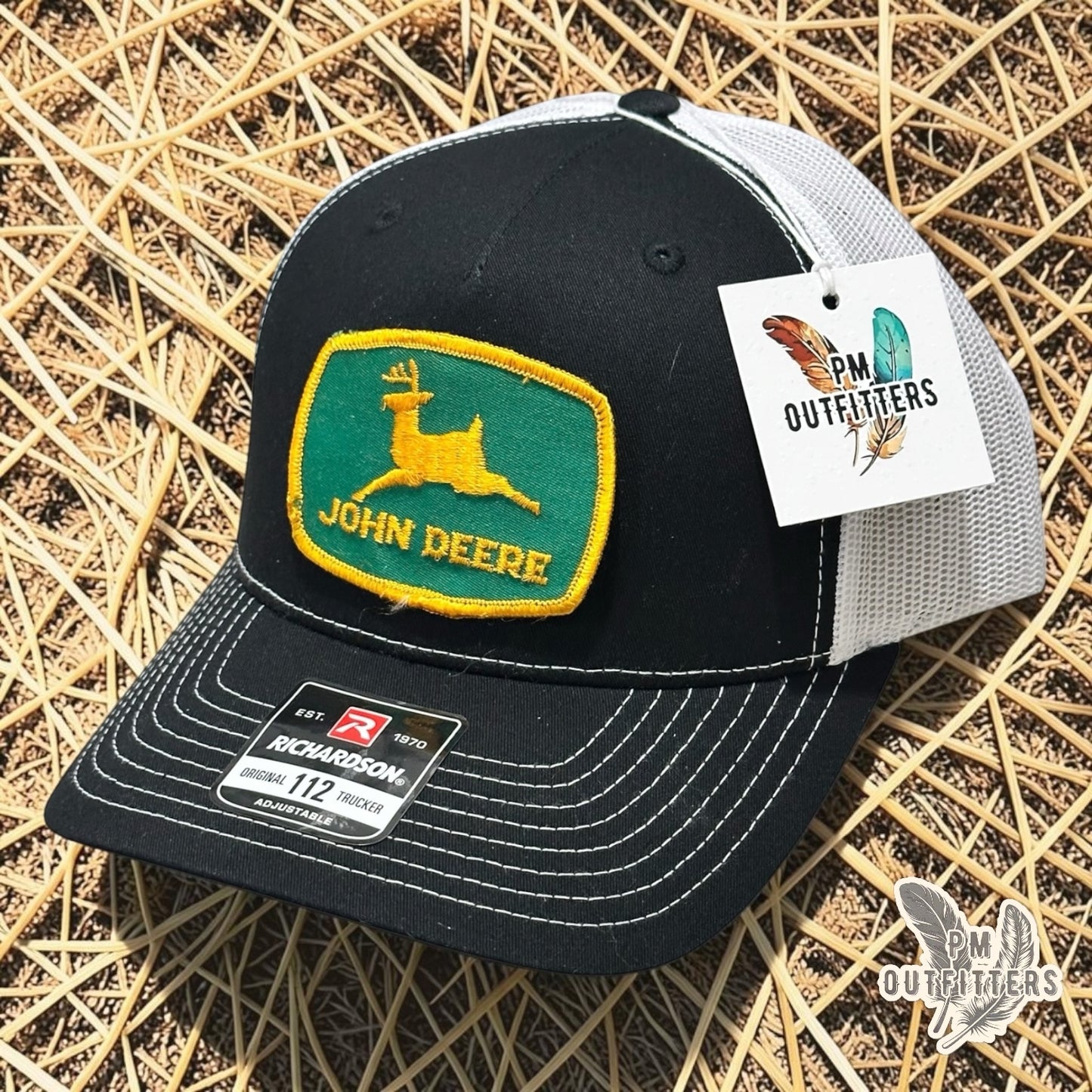 John Deere True Vintage Patch Trucker Hat – PM Outfitters | Richardson 112 Black White Authentic Farm Heritage Collectible