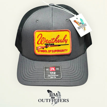 Weatherby trucker hat black mesh back Richardson 112 charcoal