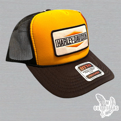 Vintage Harley-Davidson Trucker Hat - Gold & Black Otto Foam Front