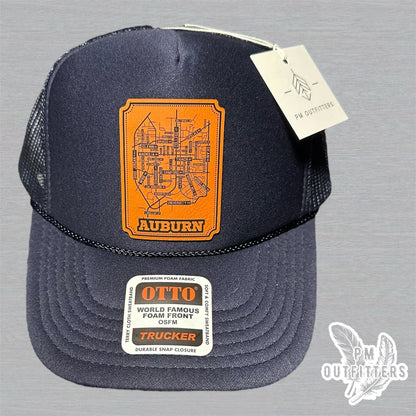 Custom Design Auburn AL Map Foam Front Rope Trucker Hat