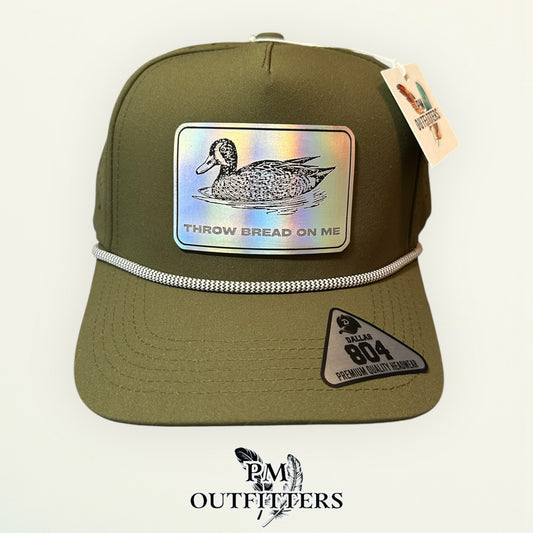 Throw Bread On Me Duck Hat  | PM Outfitters Holographic Laser Patch | Dallas 804 Olive Green Waterproof Rope