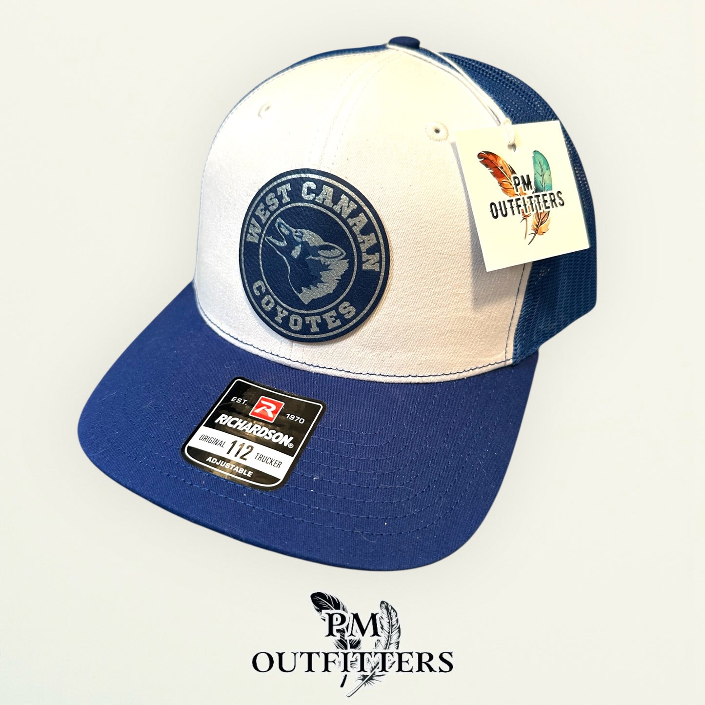 West Canaan Coyotes Trucker Hat — Richardson 112 White & Royal Blue