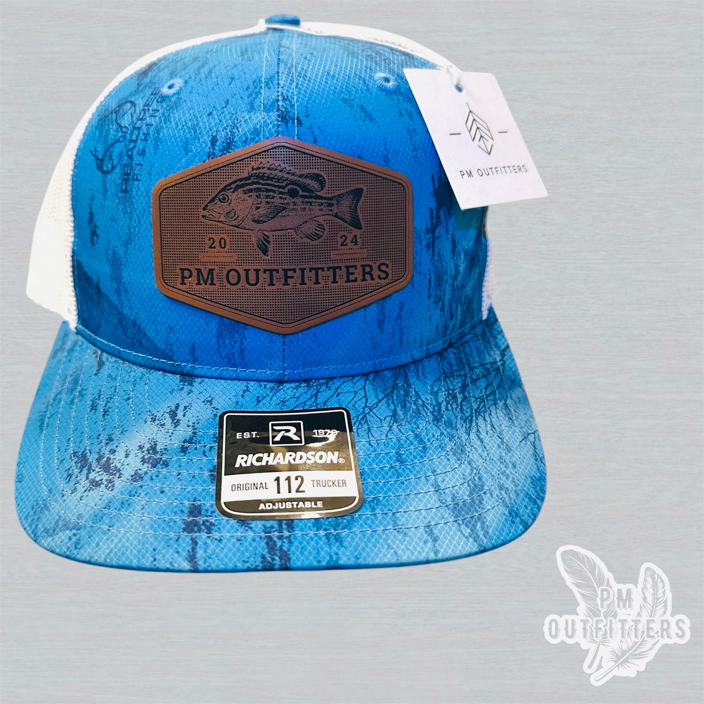 PM Outfitters Custom Logo Lane Snapper Patch | Realtree Fishing Richardson 112 Trucker Hat