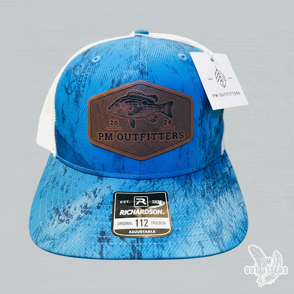 PM Outfitters Custom Logo Lane Snapper Patch | Realtree Fishing Richardson 112 Trucker Hat