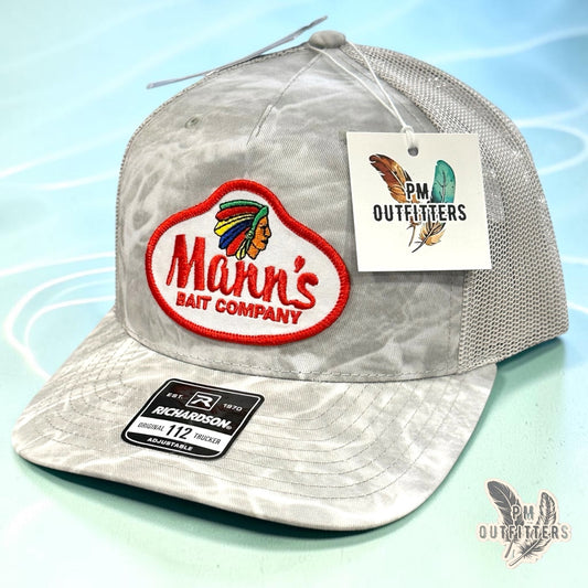 Mann's Bait Company Hat – PM Outfitters Retro Patch | Richardson 112 Mossy Oak Bonefish Camo