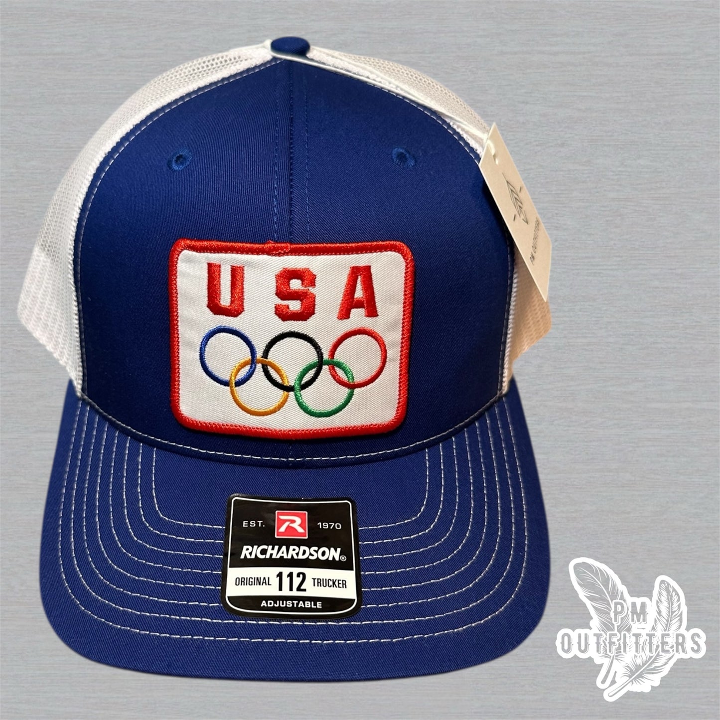 Vintage USA Olympics Trucker Hat - Royal Blue & White Richardson 112