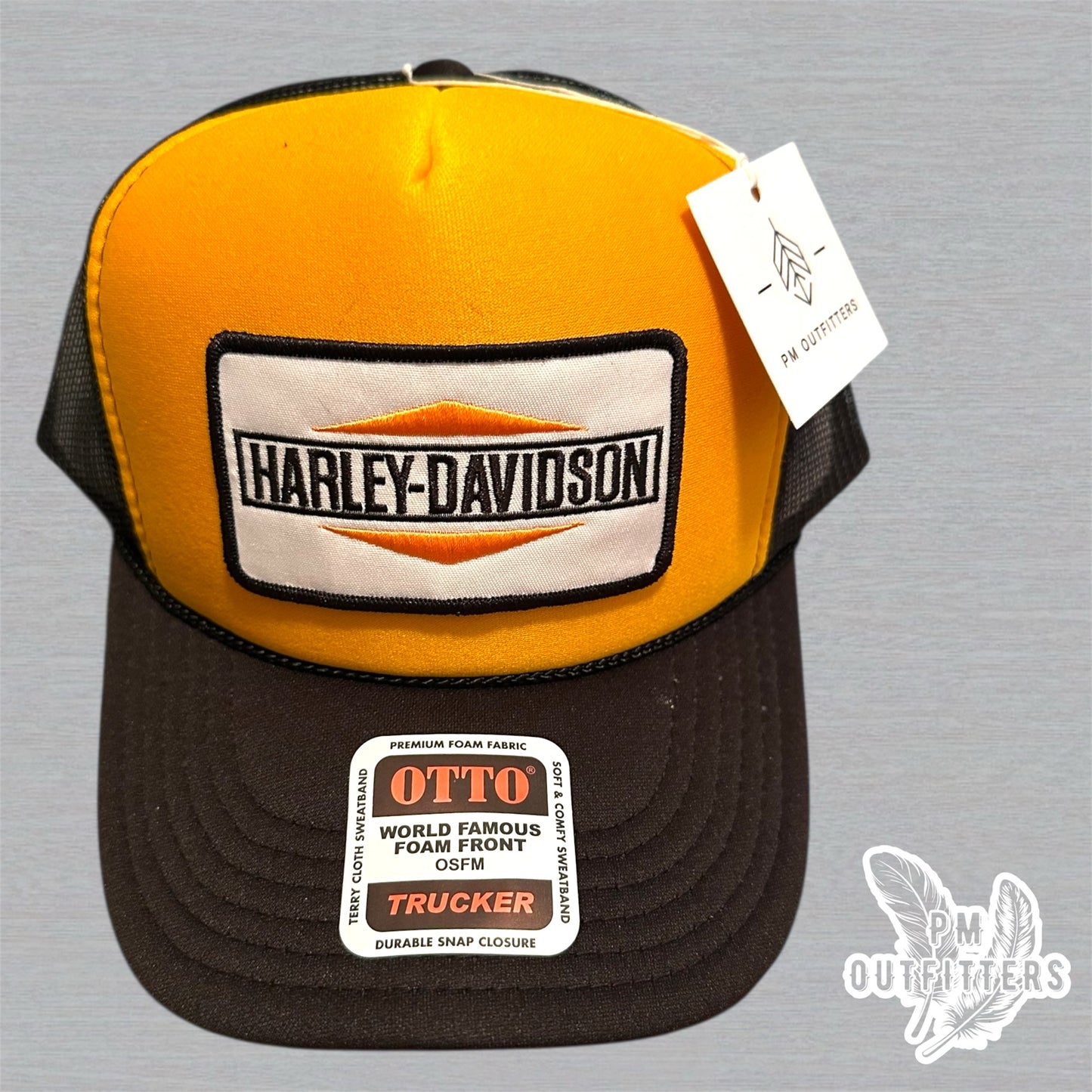 Vintage Harley-Davidson Trucker Hat - Gold & Black Otto Foam Front