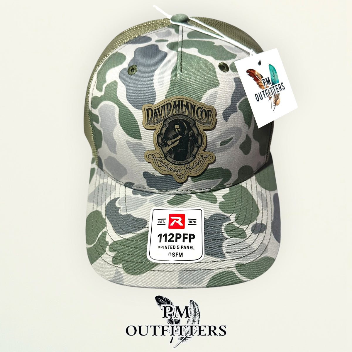 David Allan Coe trucker hat olive mesh back Richardson 112PFP camo