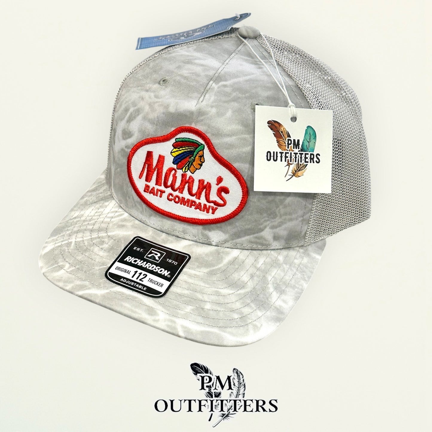 Mann's Bait Company Hat – PM Outfitters Retro Patch | Richardson 112 Mossy Oak Bonefish Camo